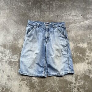 Old Navy Shorts Mens 31 Light Blue Denim Carpenter Painter Hammer Loop Workwear